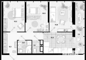 3-к квартира, вторичка, 60м2, 23/24 этаж