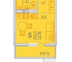 1-к квартира, вторичка, 25м2, 2/8 этаж