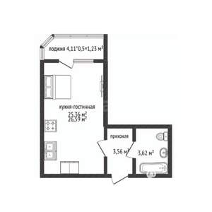 Студия квартира, вторичка, 25м2, 14/16 этаж