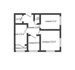 3-к квартира, вторичка, 68м2, 15/25 этаж