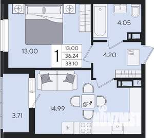 1-к квартира, вторичка, 38м2, 7/8 этаж