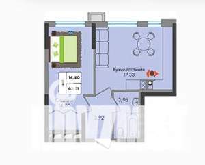 1-к квартира, вторичка, 40м2, 3/9 этаж