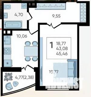 1-к квартира, вторичка, 46м2, 11/17 этаж