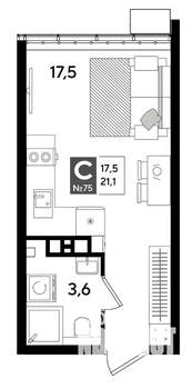 Студия квартира, строящийся дом, 21м2, 9/19 этаж