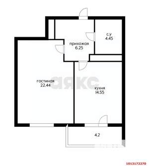 1-к квартира, вторичка, 48м2, 1/16 этаж