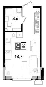 Студия квартира, строящийся дом, 22м2, 2/9 этаж