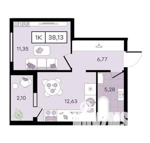 1-к квартира, вторичка, 38м2, 8/8 этаж