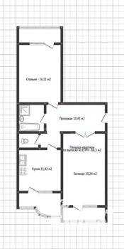 2-к квартира, вторичка, 66м2, 10/16 этаж