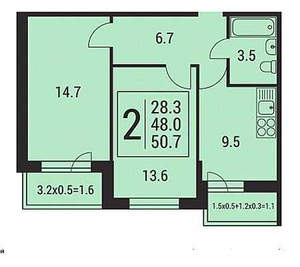 2-к квартира, вторичка, 52м2, 7/19 этаж