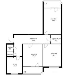 3-к квартира, вторичка, 91м2, 6/16 этаж