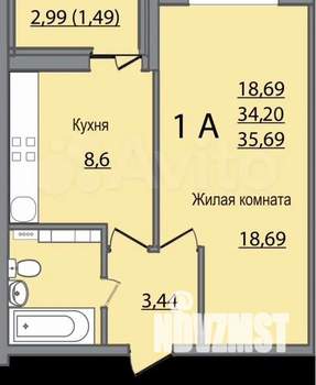 1-к квартира, вторичка, 36м2, 11/22 этаж