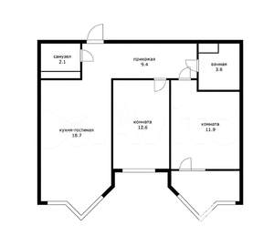 2-к квартира, вторичка, 60м2, 5/12 этаж