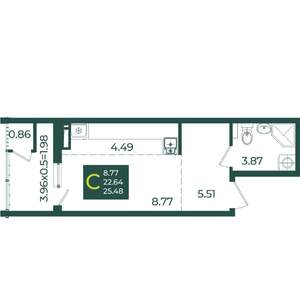 Студия квартира, вторичка, 25м2, 11/18 этаж