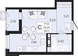 Студия квартира, вторичка, 28м2, 7/8 этаж