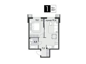 1-к квартира, вторичка, 45м2, 2/18 этаж