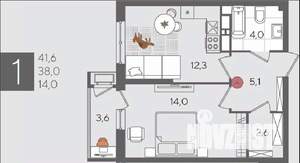 1-к квартира, вторичка, 42м2, 5/24 этаж