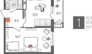 1-к квартира, вторичка, 41м2, 17/24 этаж