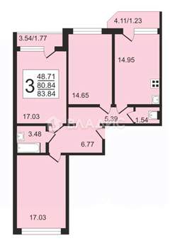 3-к квартира, вторичка, 82м2, 5/16 этаж