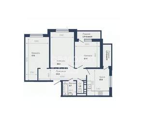 3-к квартира, вторичка, 73м2, 3/21 этаж