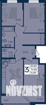 3-к квартира, вторичка, 77м2, 5/18 этаж