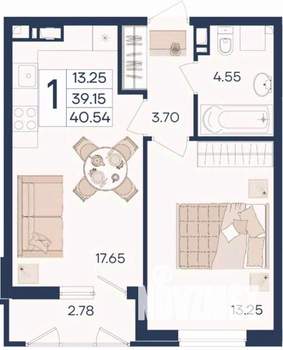 1-к квартира, вторичка, 41м2, 6/18 этаж