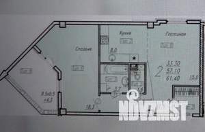 2-к квартира, вторичка, 61м2, 5/6 этаж