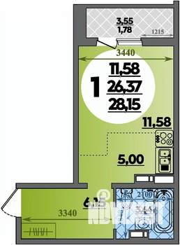 Студия квартира, строящийся дом, 28м2, 9/16 этаж