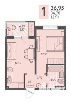 1-к квартира, вторичка, 37м2, 9/18 этаж