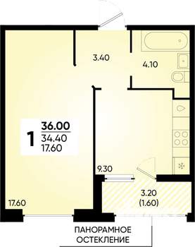 1-к квартира, вторичка, 36м2, 2/18 этаж