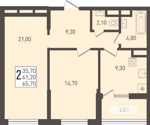 2-к квартира, вторичка, 66м2, 4/8 этаж