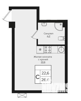 Студия квартира, вторичка, 27м2, 1/9 этаж