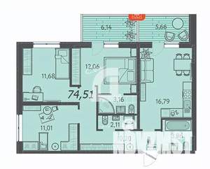 3-к квартира, сданный дом, 75м2, 8/18 этаж