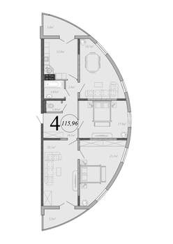 4-к квартира, вторичка, 116м2, 9/16 этаж