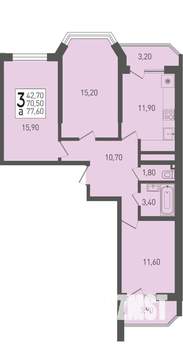 3-к квартира, вторичка, 78м2, 14/22 этаж