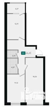 2-к квартира, вторичка, 68м2, 2/18 этаж