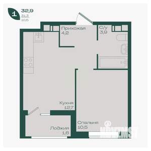 1-к квартира, вторичка, 33м2, 6/18 этаж