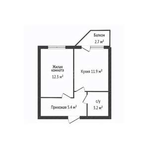 1-к квартира, вторичка, 31м2, 1/6 этаж
