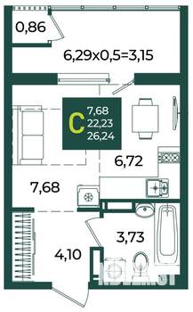 Студия квартира, вторичка, 26м2, 18/18 этаж
