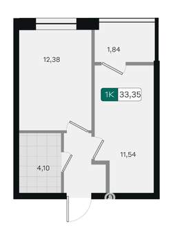 1-к квартира, вторичка, 33м2, 8/18 этаж