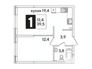 1-к квартира, вторичка, 40м2, 2/16 этаж