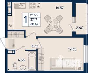 1-к квартира, вторичка, 38м2, 3/18 этаж