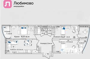 3-к квартира, вторичка, 89м2, 18/25 этаж