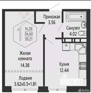 1-к квартира, вторичка, 36м2, 9/16 этаж