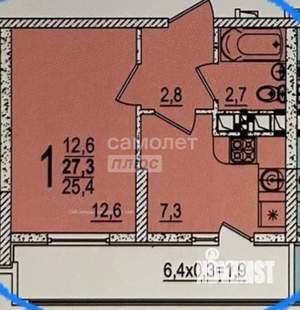 1-к квартира, сданный дом, 25м2, 14/19 этаж