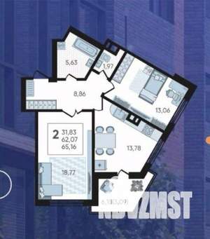 2-к квартира, вторичка, 65м2, 9/20 этаж