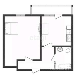 1-к квартира, вторичка, 36м2, 2/6 этаж