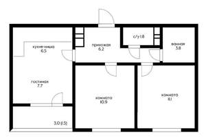 2-к квартира, вторичка, 51м2, 12/16 этаж