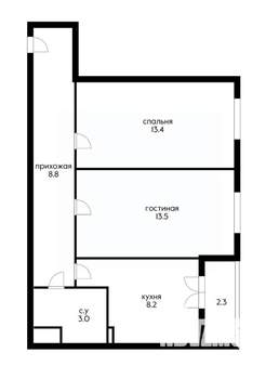 2-к квартира, вторичка, 47м2, 1/3 этаж