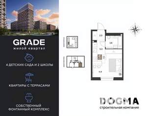 Студия квартира, вторичка, 23м2, 2/9 этаж