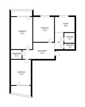 3-к квартира, вторичка, 69м2, 8/9 этаж
